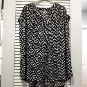CB Cap Sleeve Black/White Pattern Top 3X